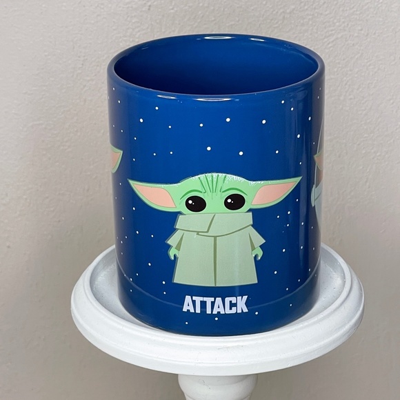 Star Wars The Child 'Protect, Attack, Snack' Blue Spotted Ceramic Coffee… - Picture 3 of 6